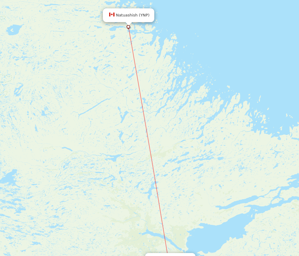 YYR to YNP flights and routes map