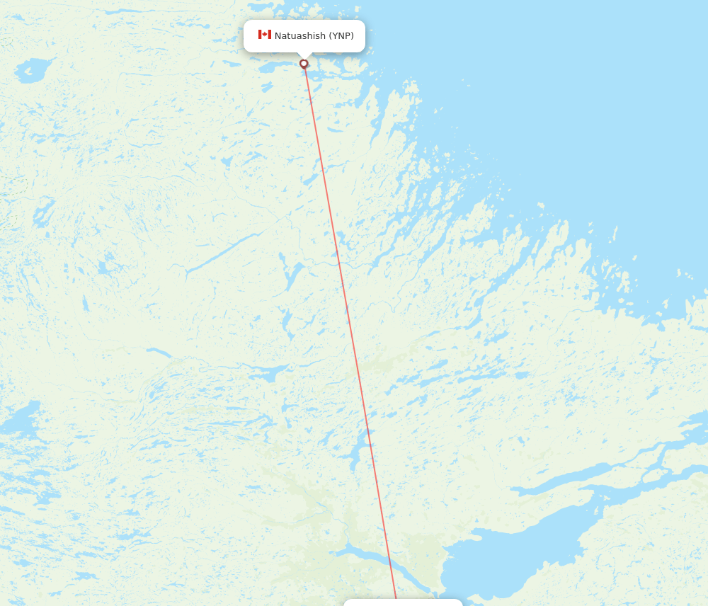 Goose Bay - Natuashish route map and flight paths