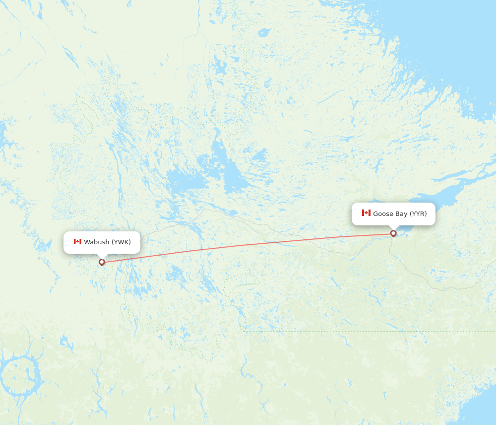 Goose Bay - Wabush route map and flight paths