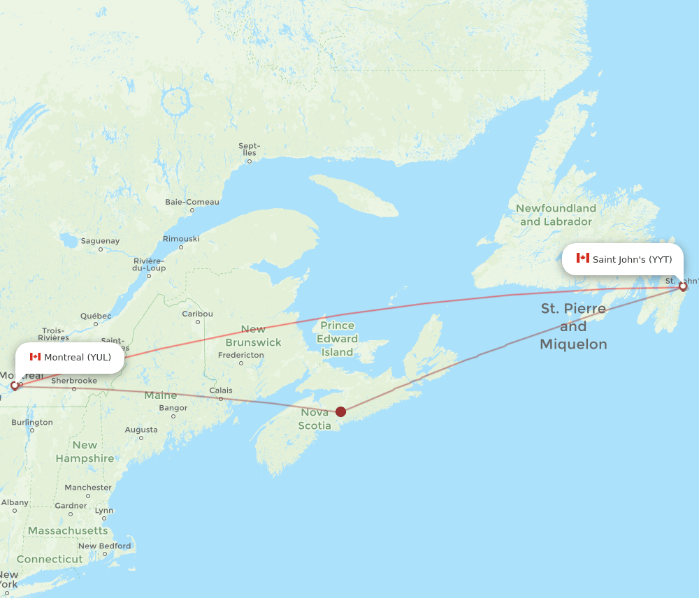 YYT-YUL flight routes