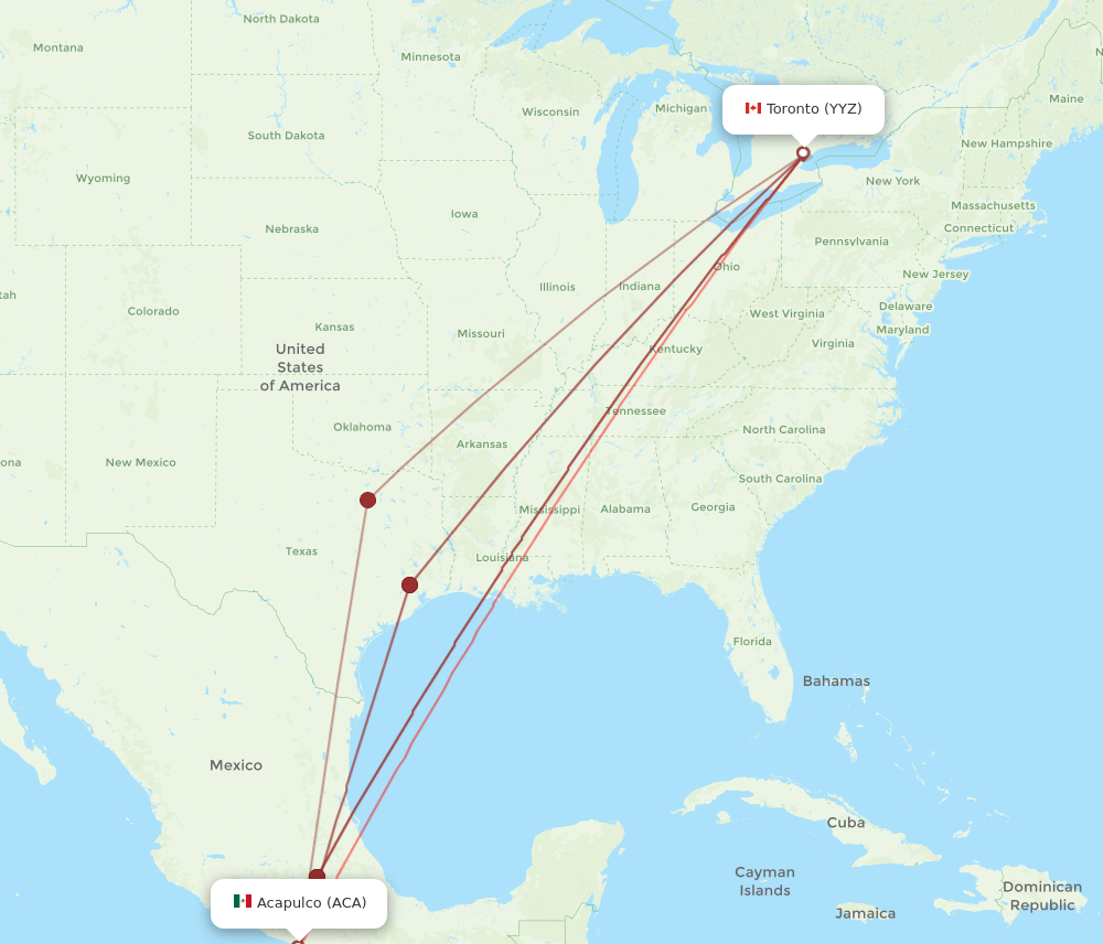 YYZ-ACA flight routes