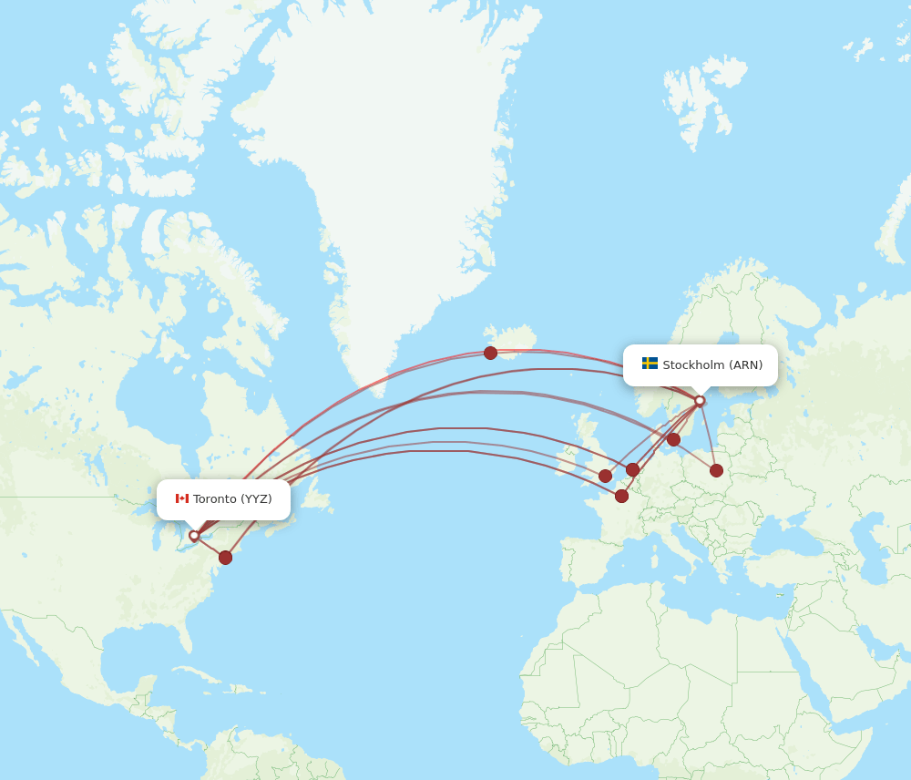 YYZ-ARN flight routes