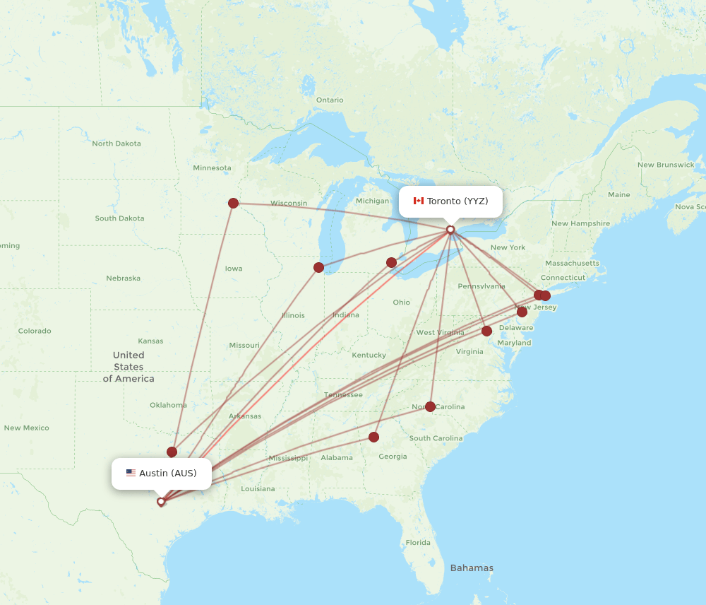 YYZ-AUS flight routes