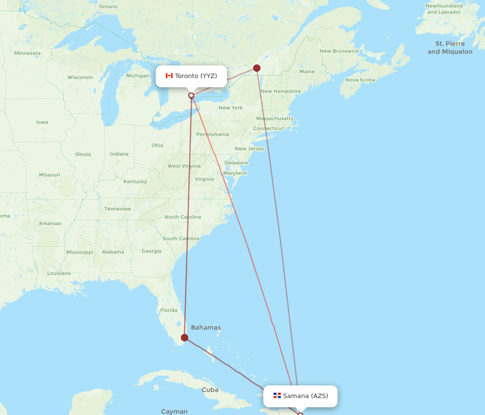 YYZ-AZS flight routes