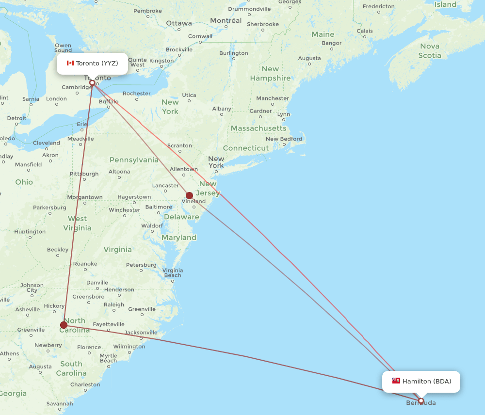 YYZ-BDA flight routes