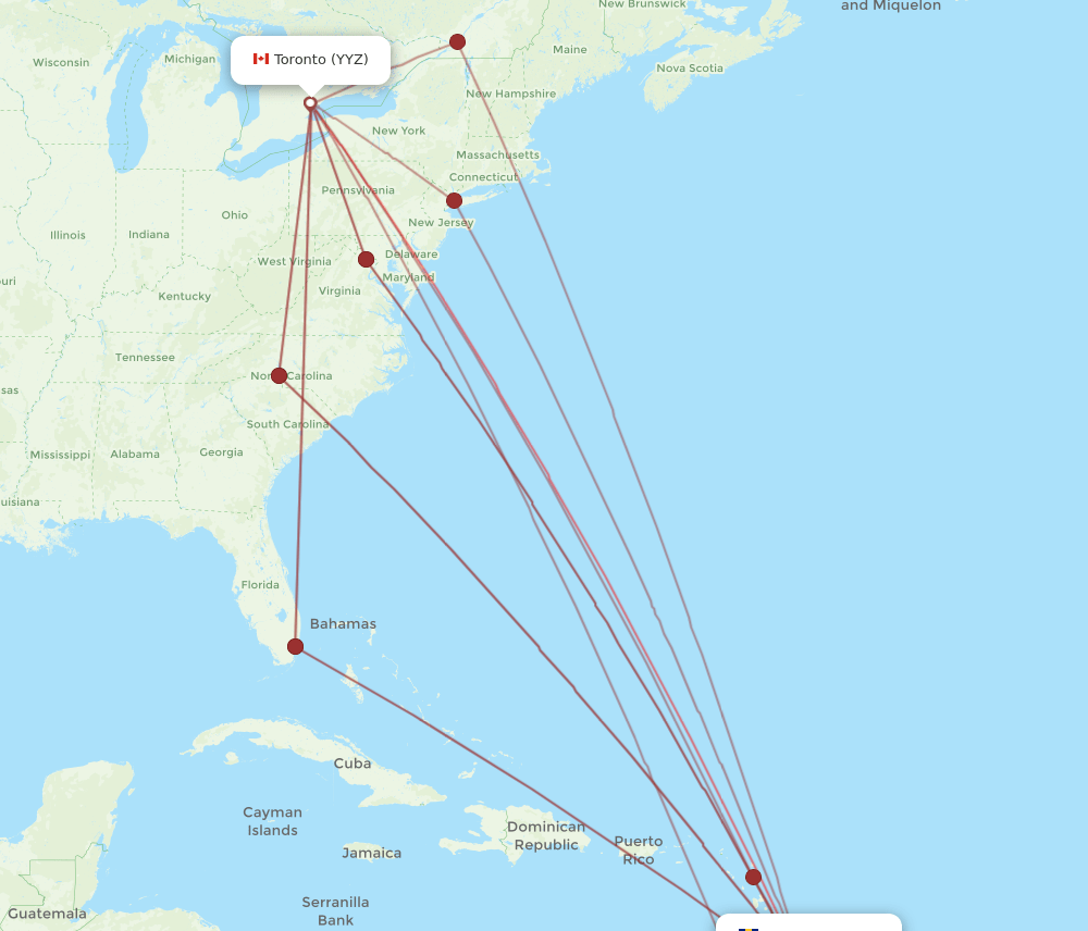YYZ-BGI flight routes