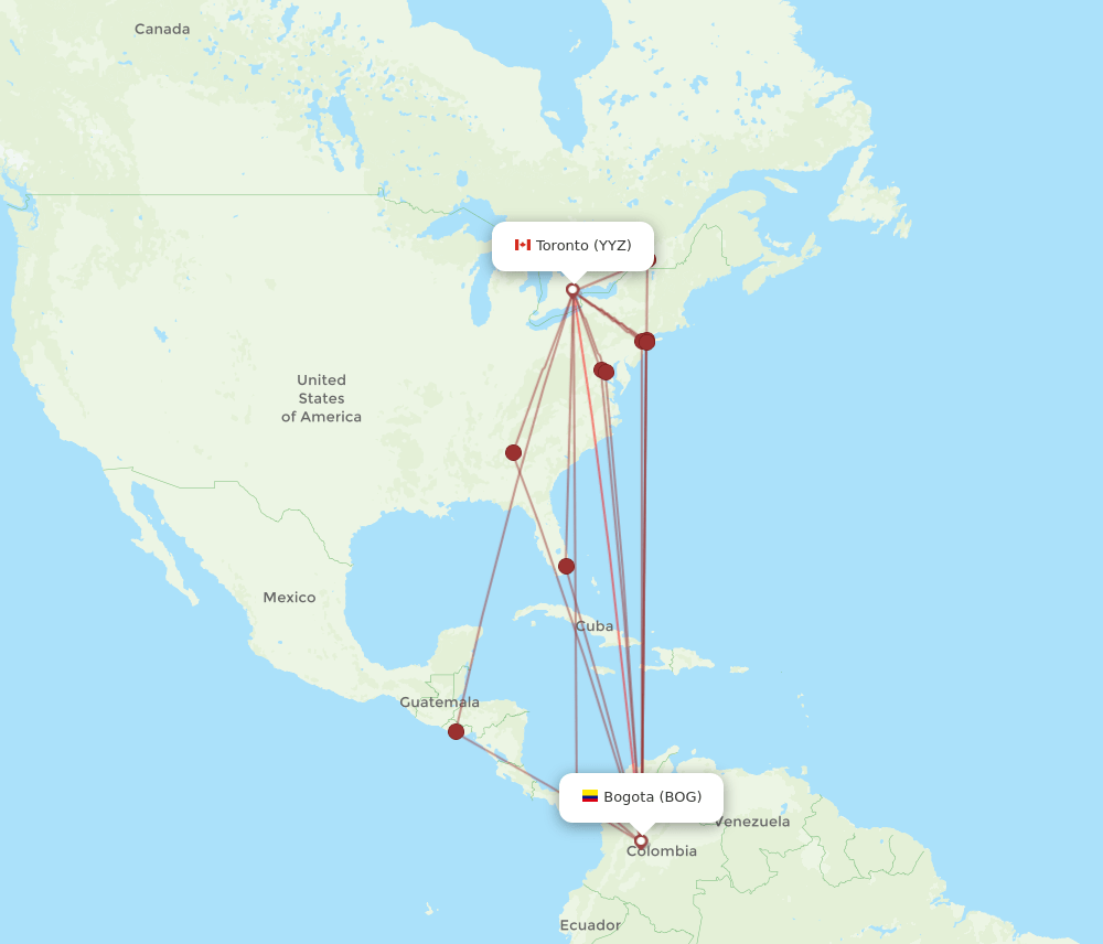 YYZ-BOG flight routes