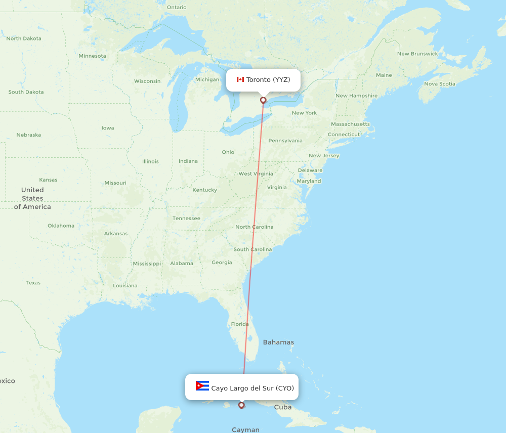 YYZ to CYO flights and routes map