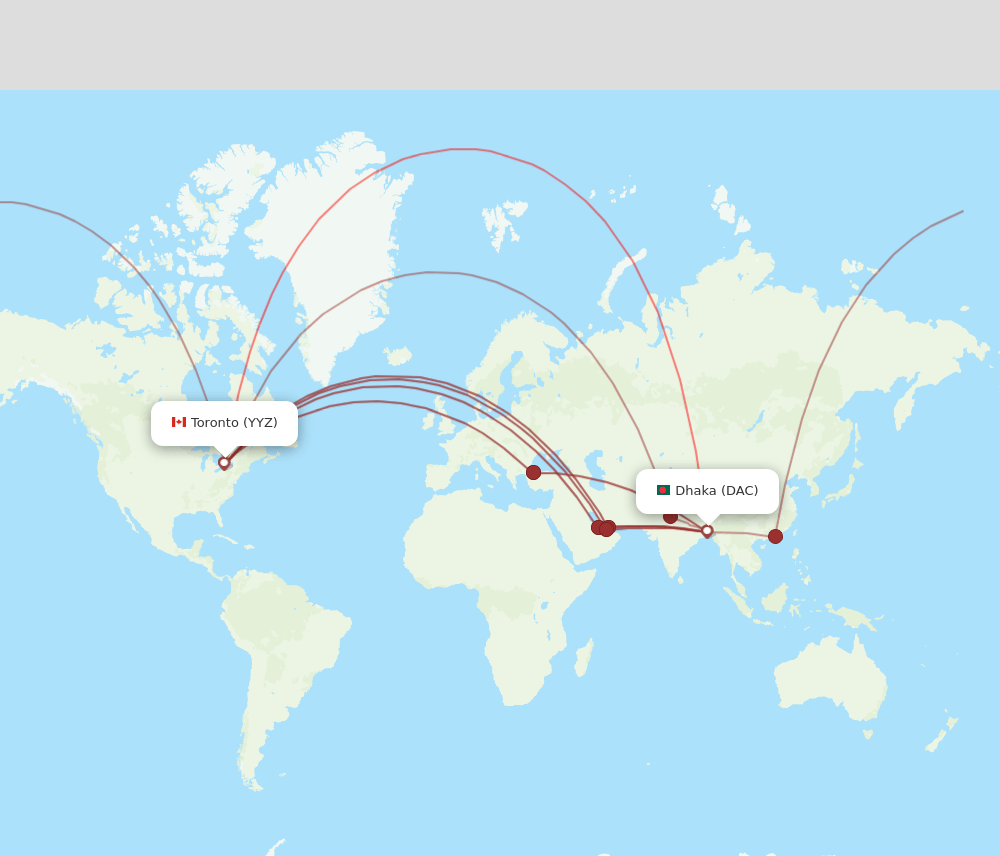 YYZ-DAC flight routes