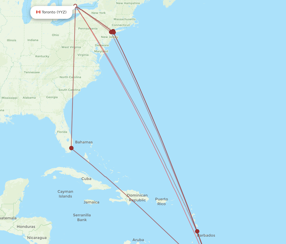 YYZ-GEO flight routes