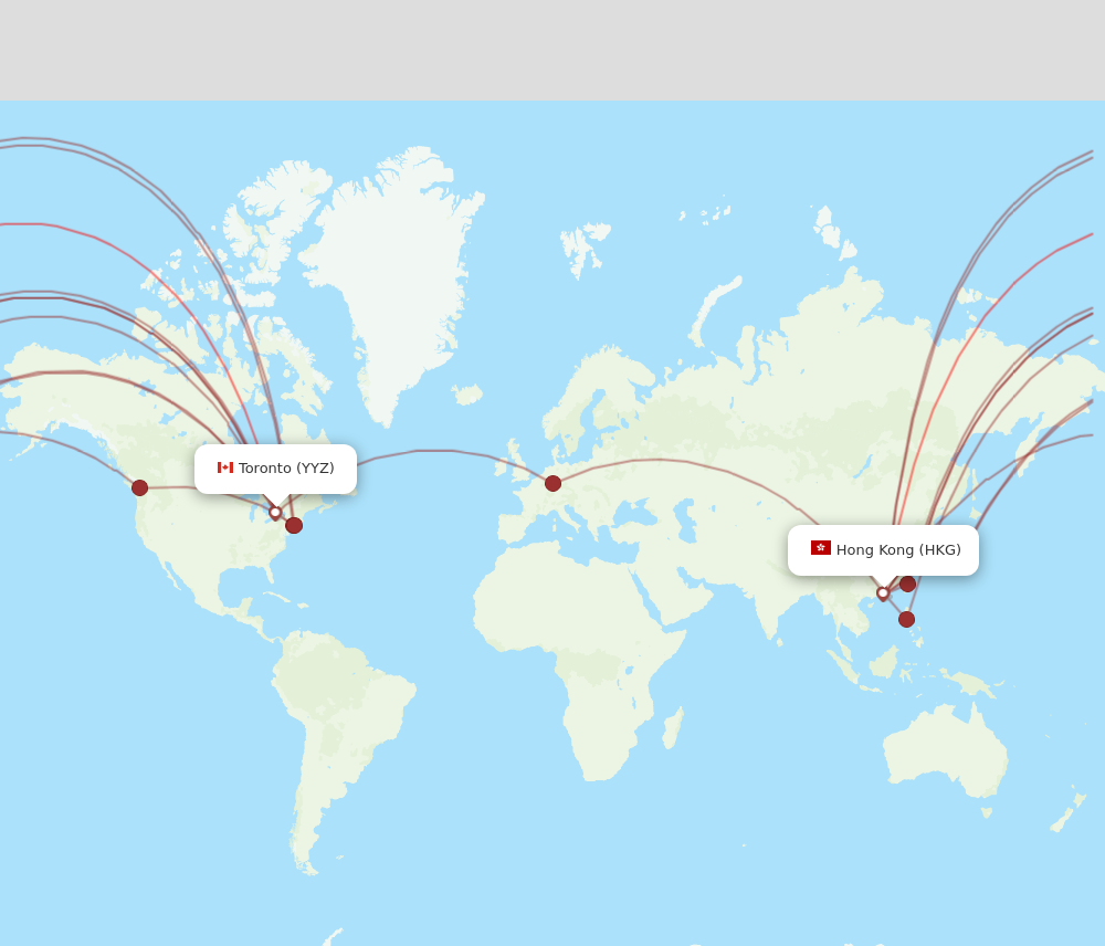 YYZ to HKG flights and routes map