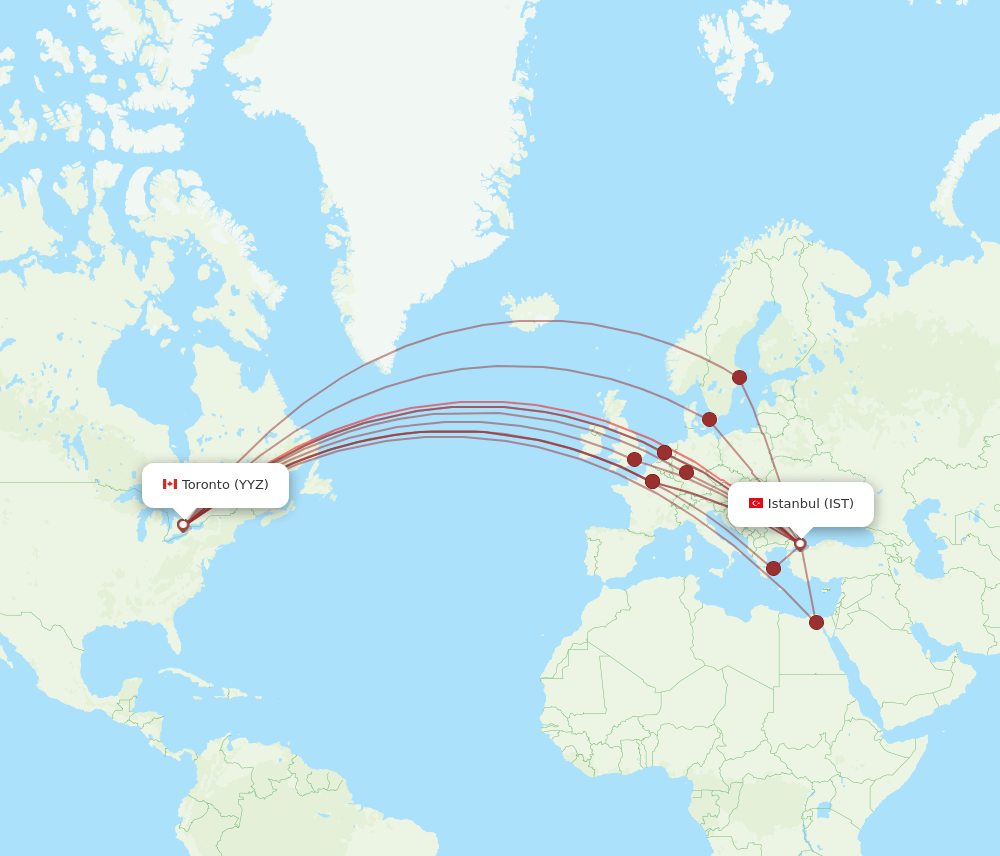 YYZ-IST flight routes