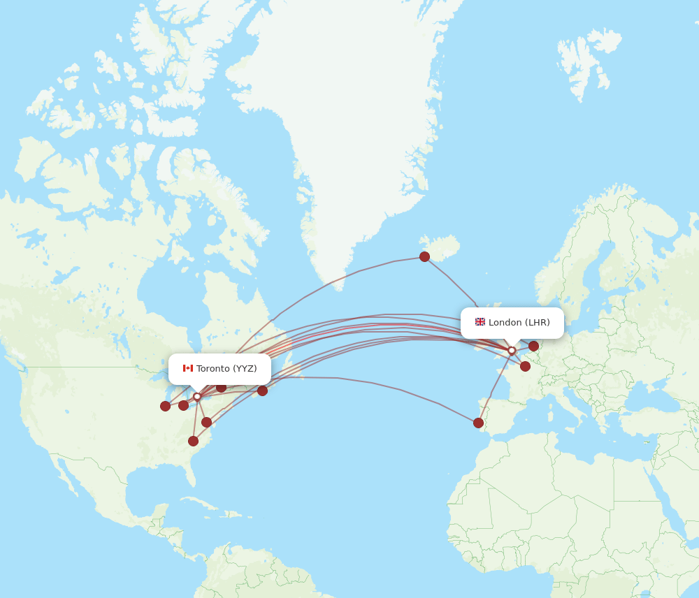 YYZ-LHR flight routes