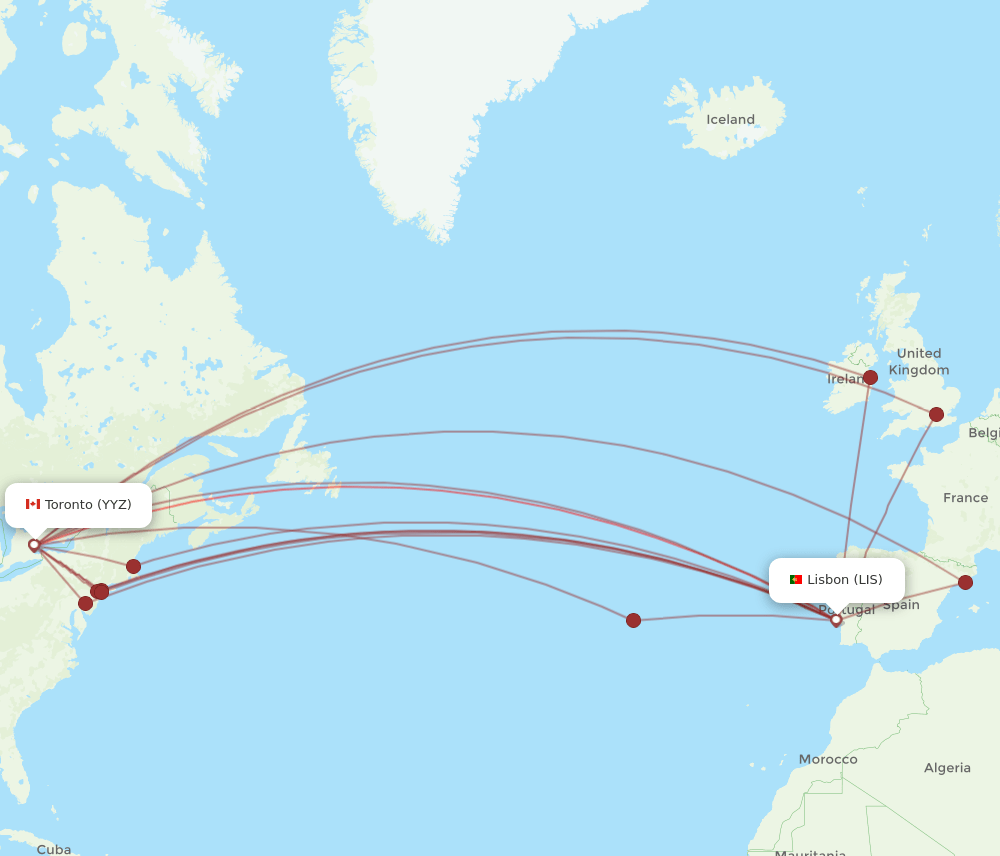 YYZ-LIS flight routes