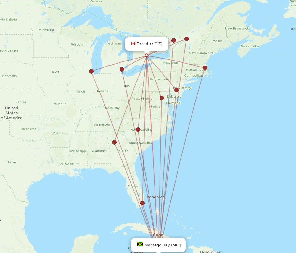YYZ-MBJ flight routes