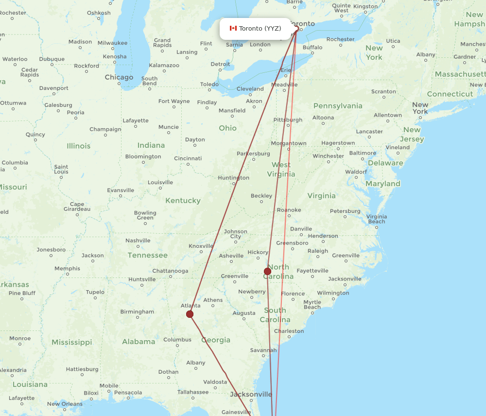 YYZ-MLB flight routes