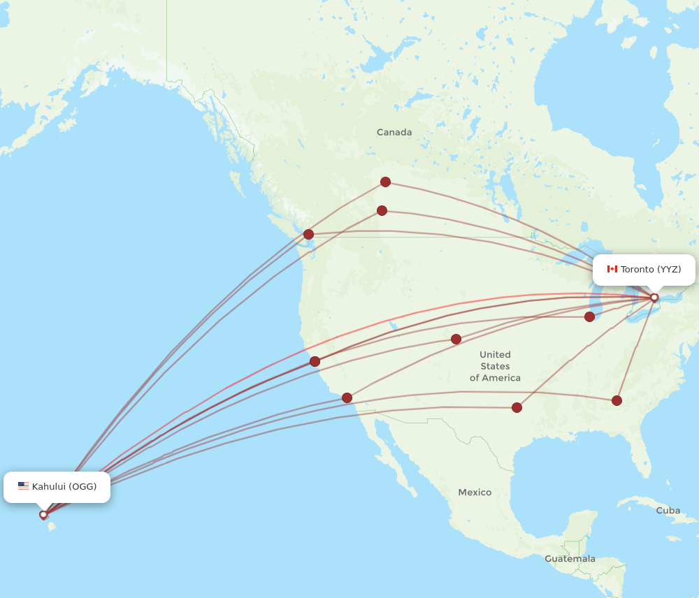 YYZ-OGG flight routes