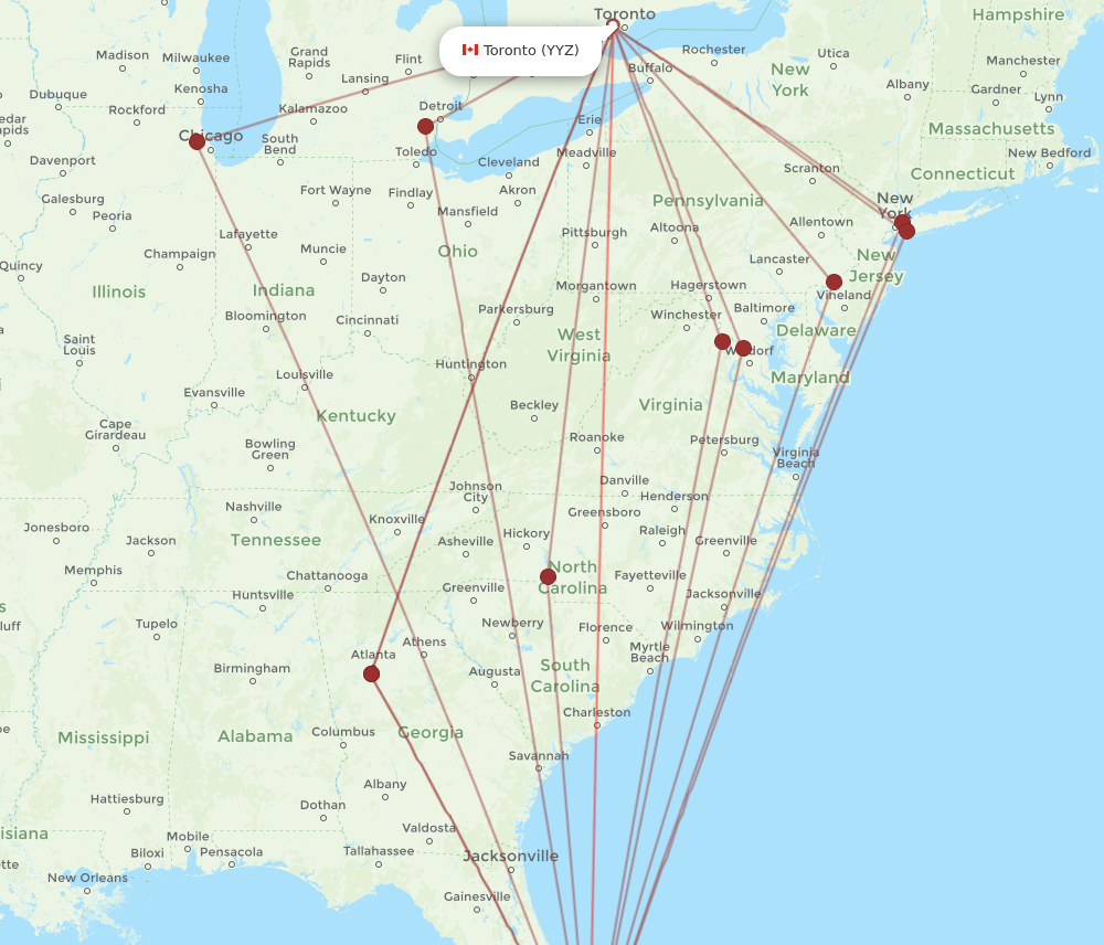 YYZ-PBI flight routes