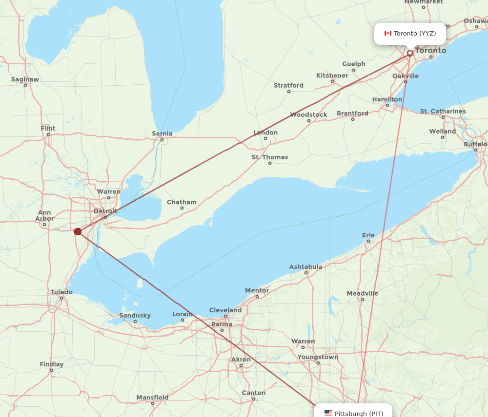 YYZ-PIT flight routes