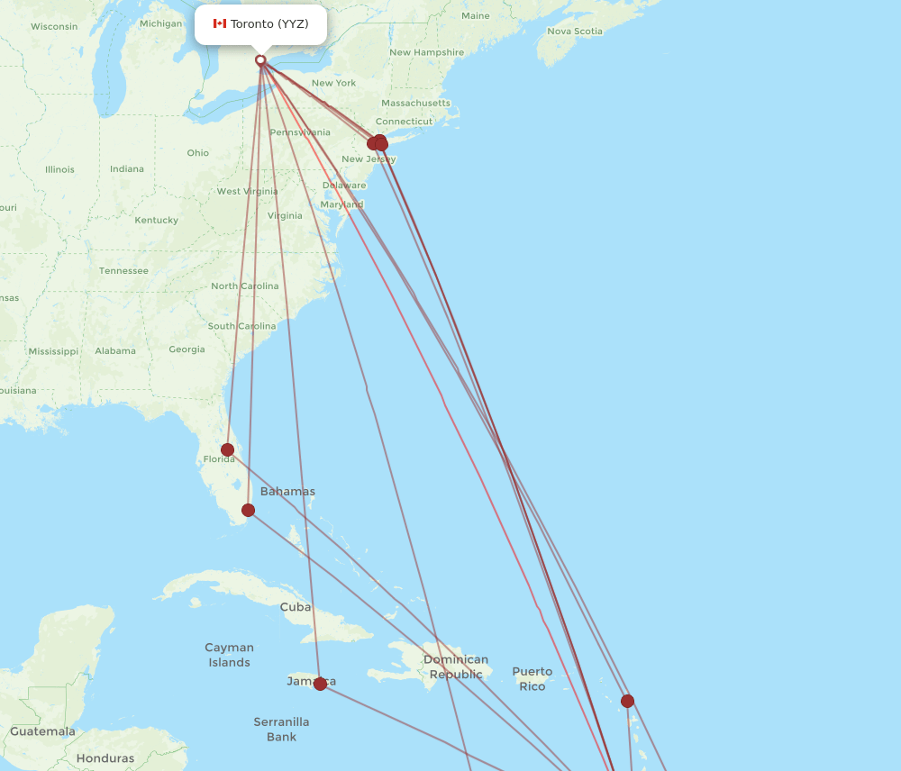 YYZ-POS flight routes