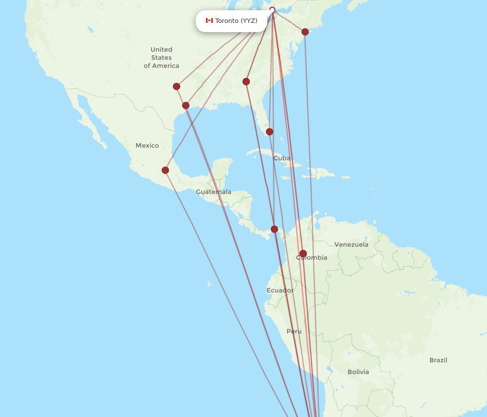 YYZ-SCL flight routes