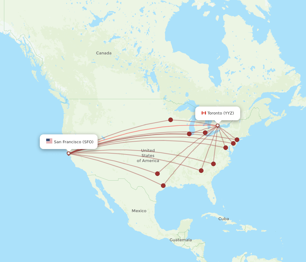YYZ-SFO flight routes