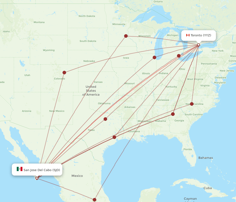 YYZ-SJD flight routes