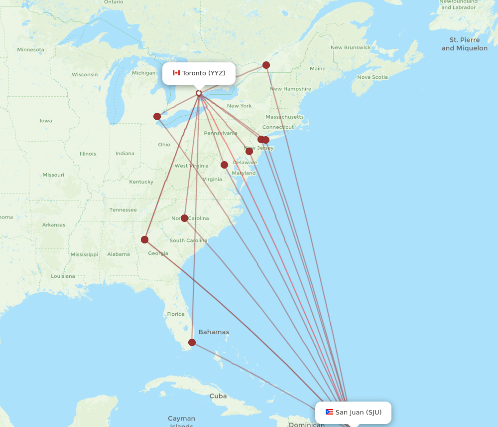 YYZ-SJU flight routes