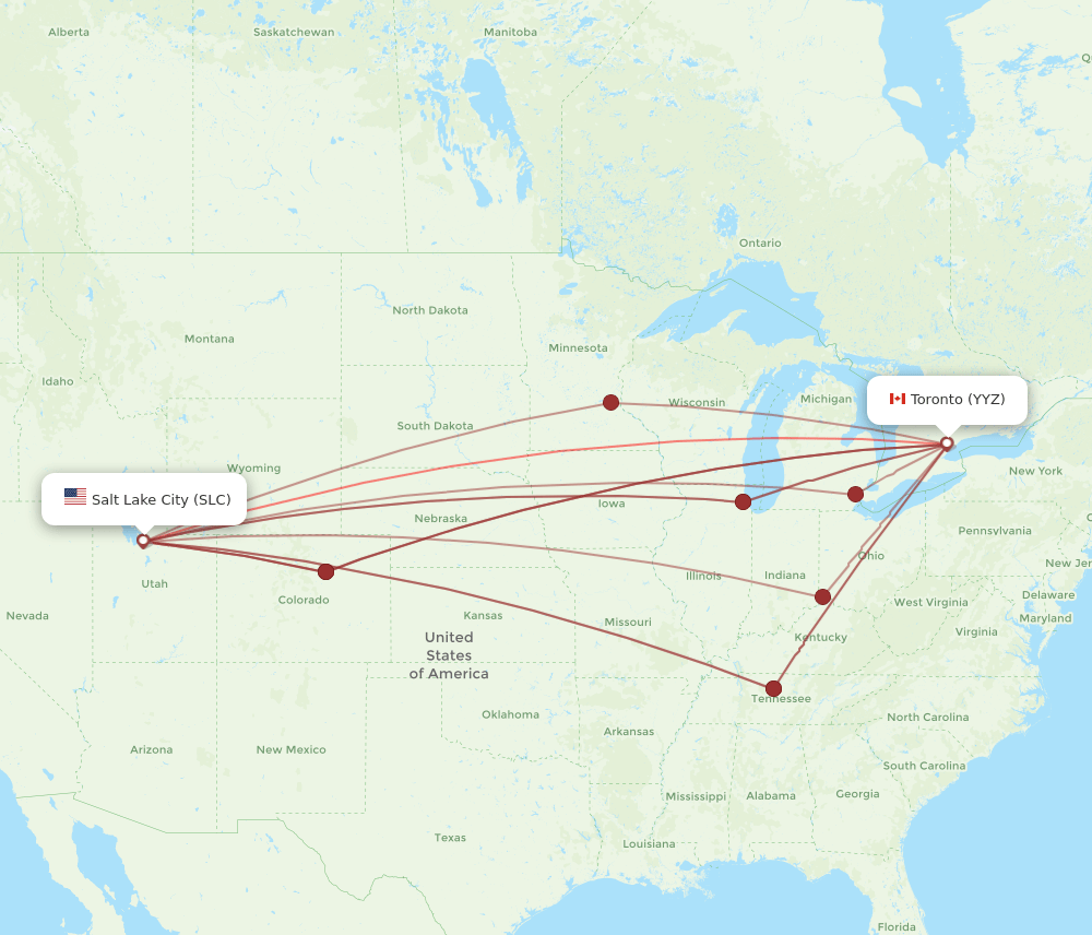 YYZ-SLC flight routes