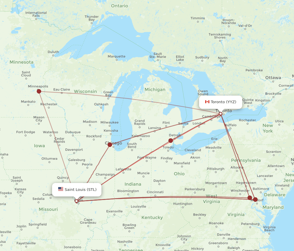 YYZ-STL flight routes