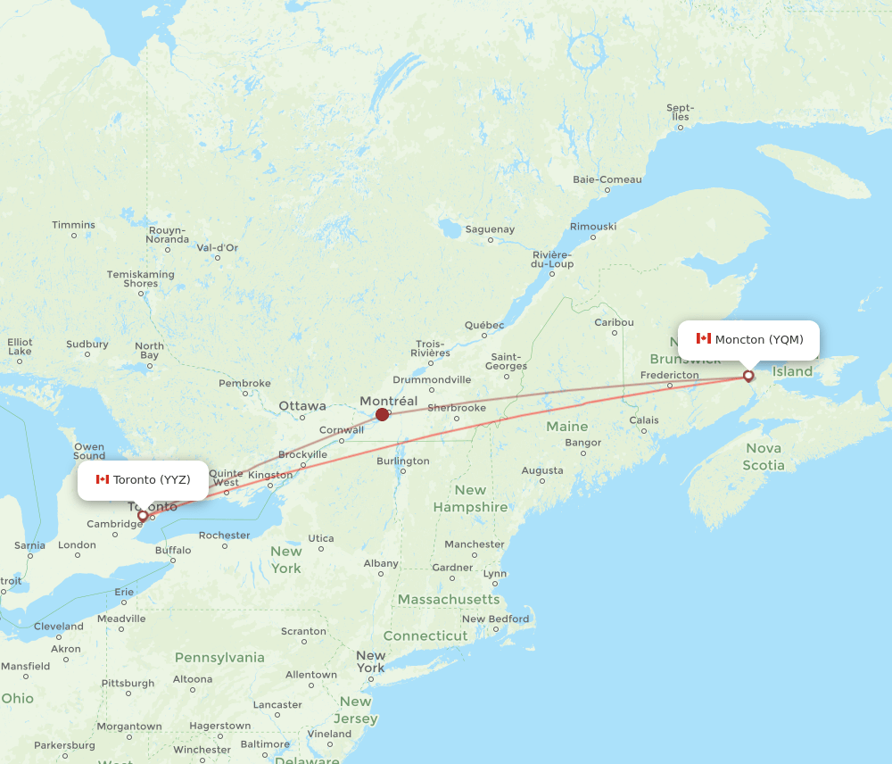 YYZ-YQM flight routes