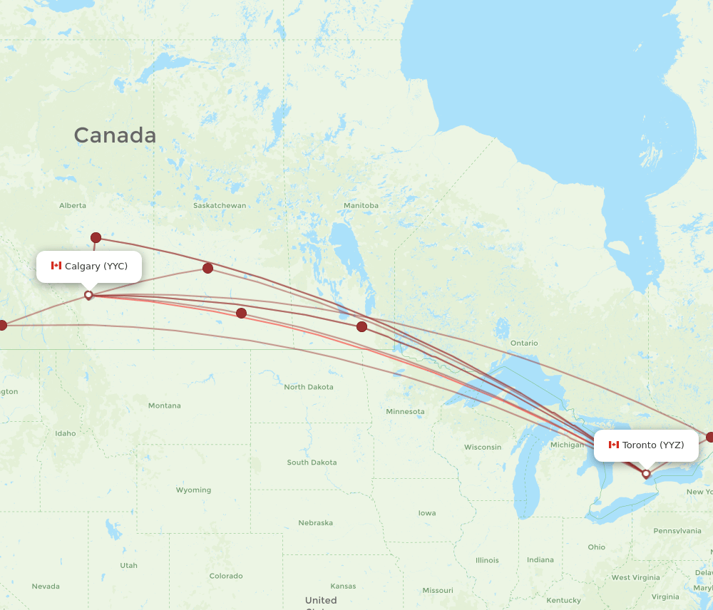 YYZ-YYC flight routes