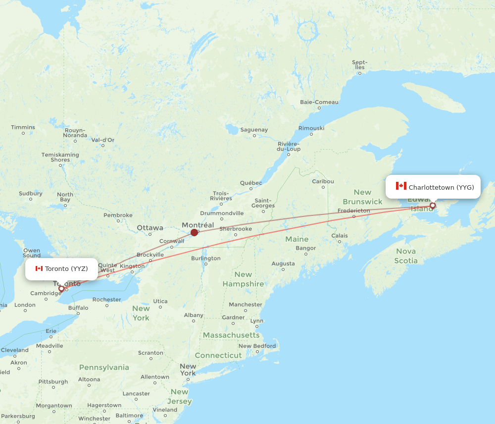 YYZ-YYG flight routes