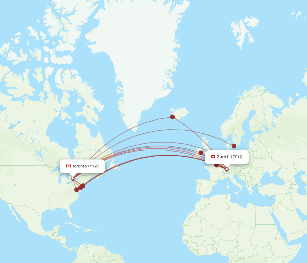 YYZ-ZRH flight routes