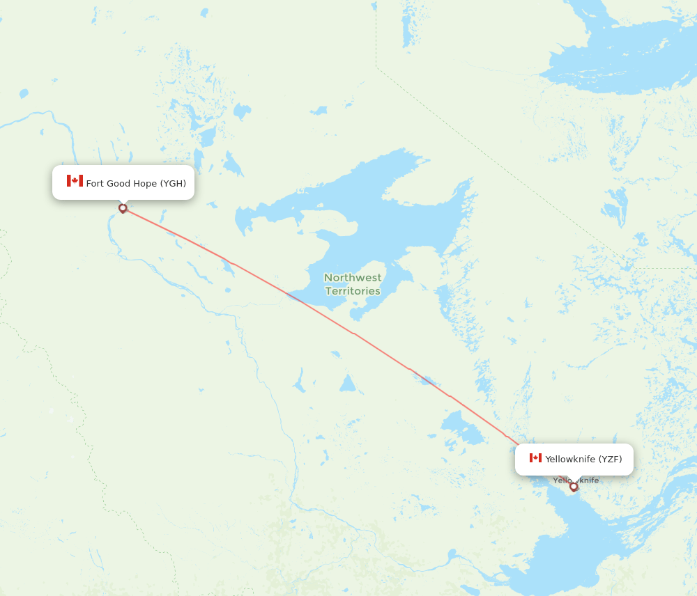 Yellowknife - Fort Good Hope route map and flight paths