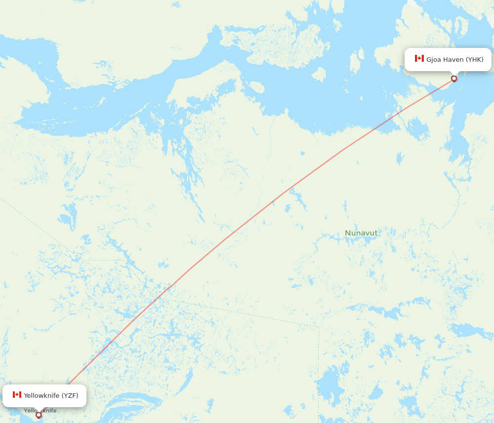 YZF to YHK flights and routes map