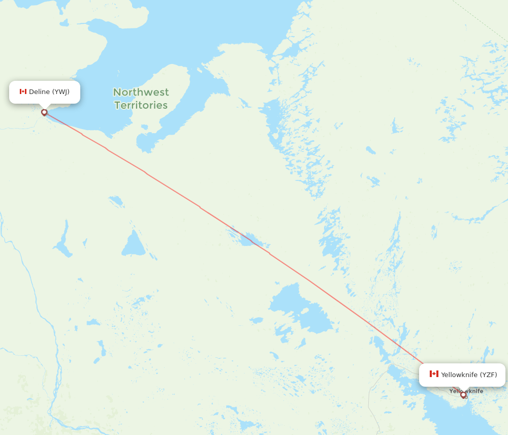 Yellowknife - Deline route map and flight paths