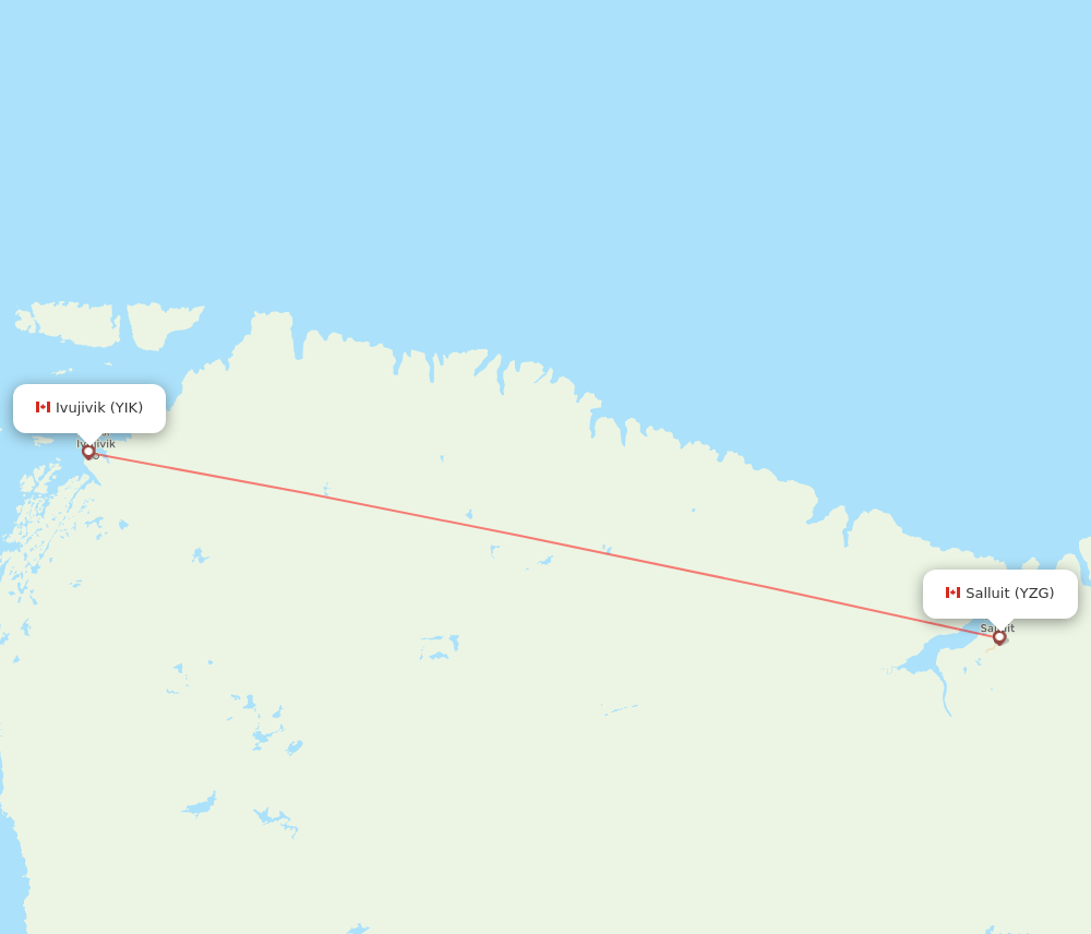 Salluit - Ivujivik route map and flight paths