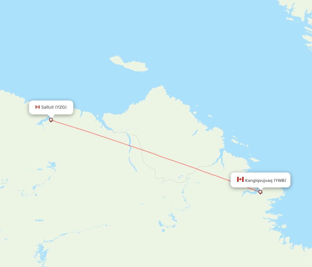 YZG to YWB flights and routes map