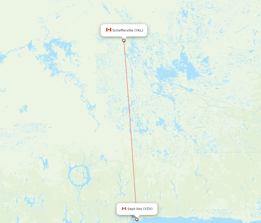 Sept-Iles - Schefferville route map and flight paths