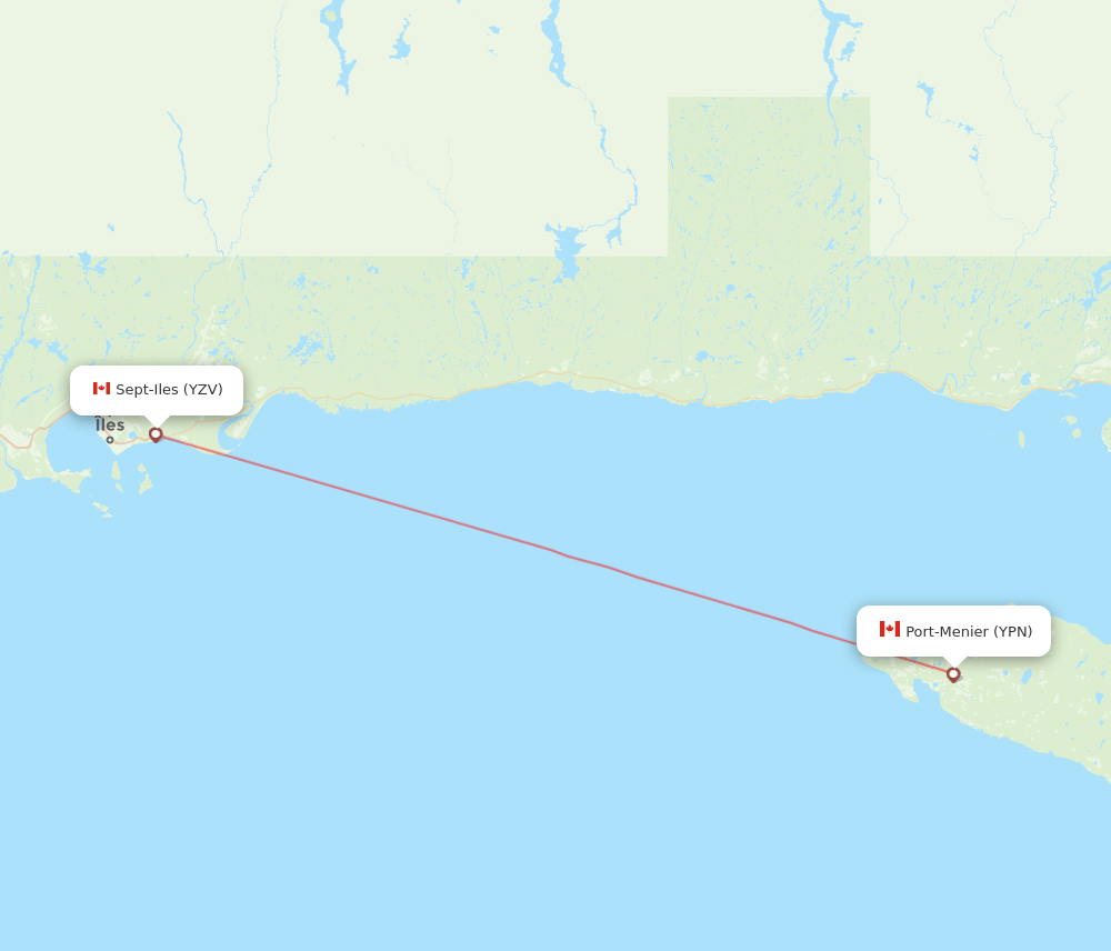 Sept-Iles - Port-Menier route map and flight paths