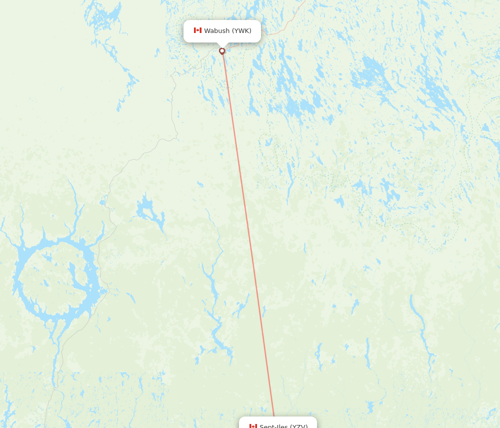 YZV to YWK flights and routes map