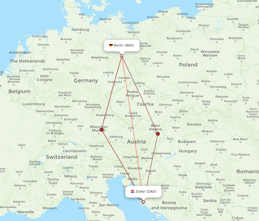 ZAD-BER flight routes