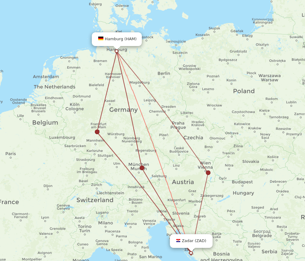 ZAD-HAM flight routes