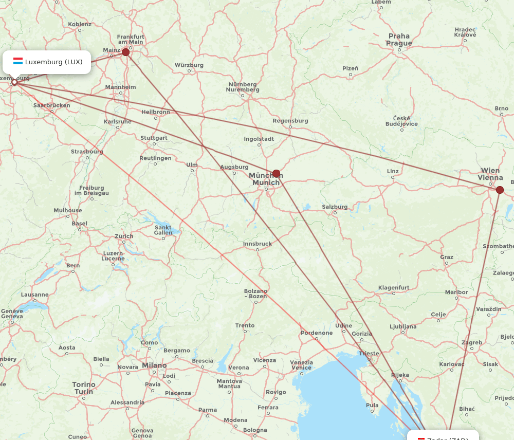 ZAD-LUX flight routes