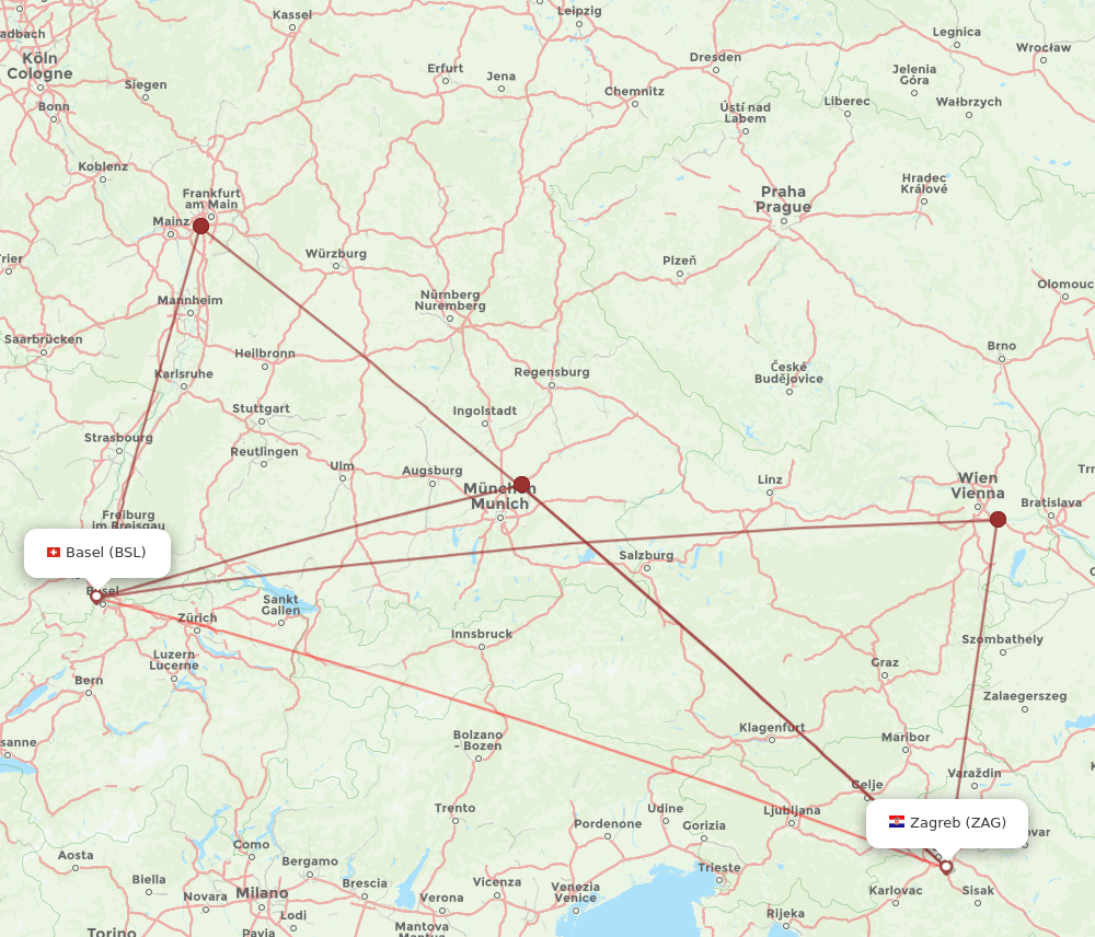 ZAG-BSL flight routes