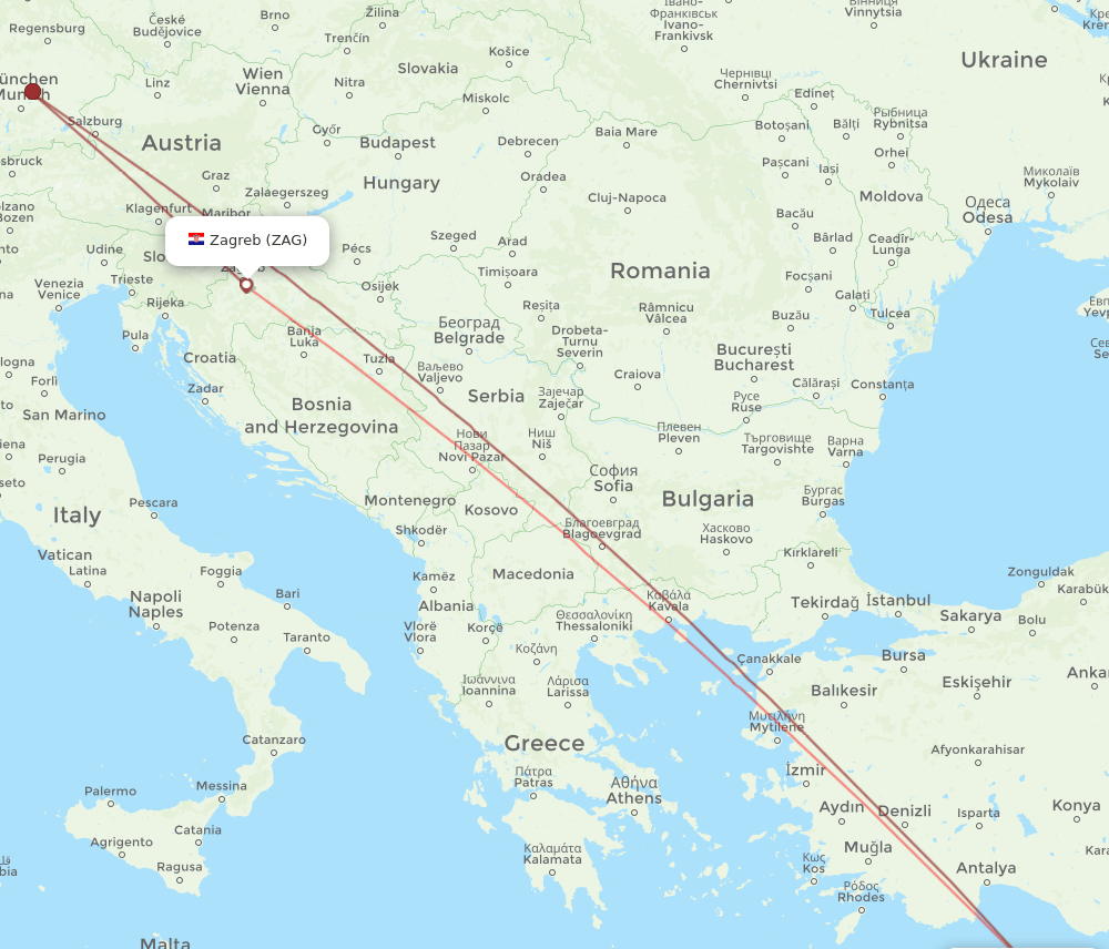 ZAG-PFO flight routes
