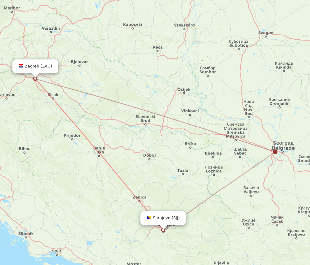 ZAG-SJJ flight routes