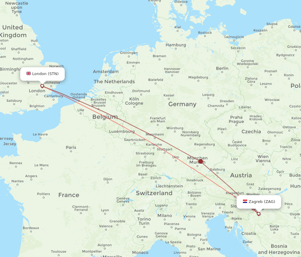 ZAG-STN flight routes