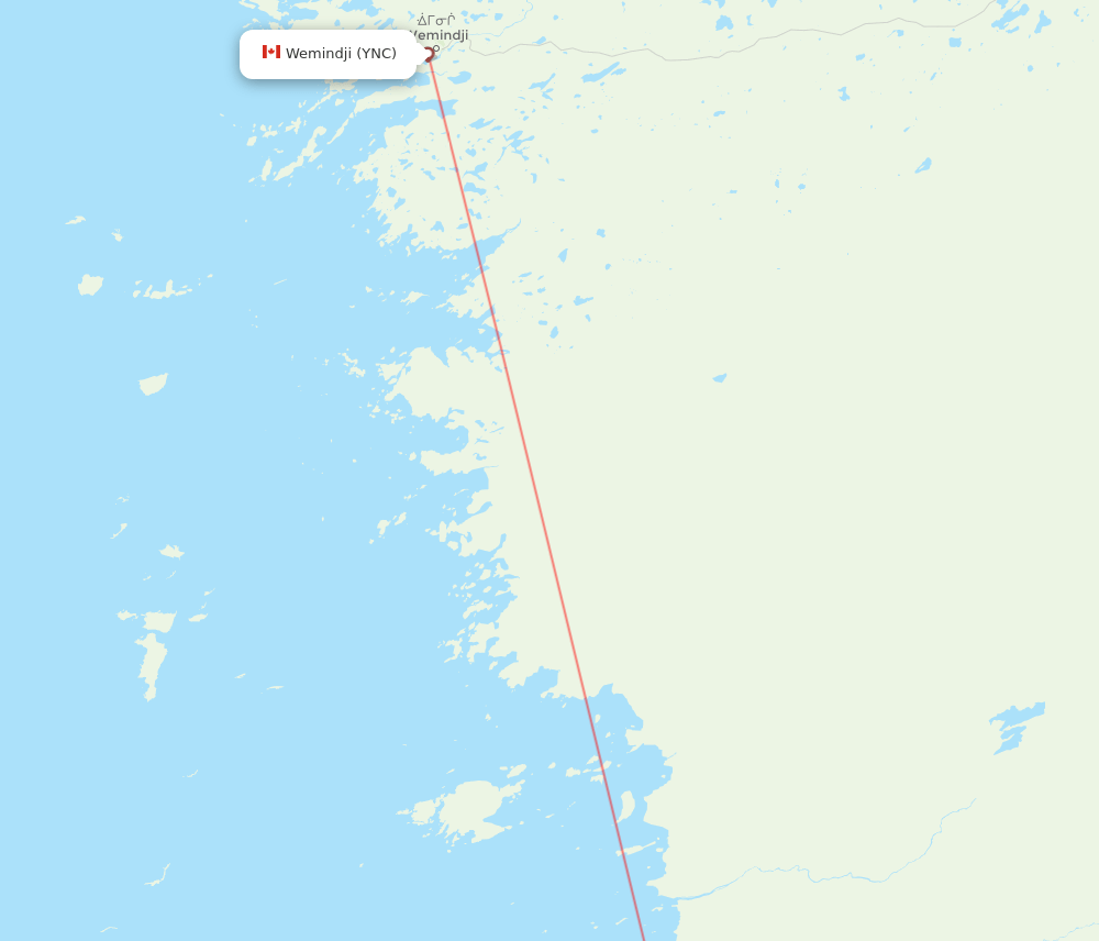 ZEM to YNC flights and routes map